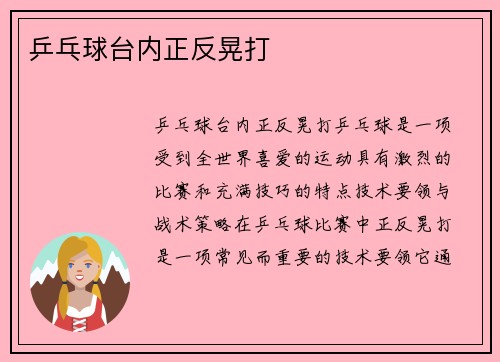 乒乓球台内正反晃打