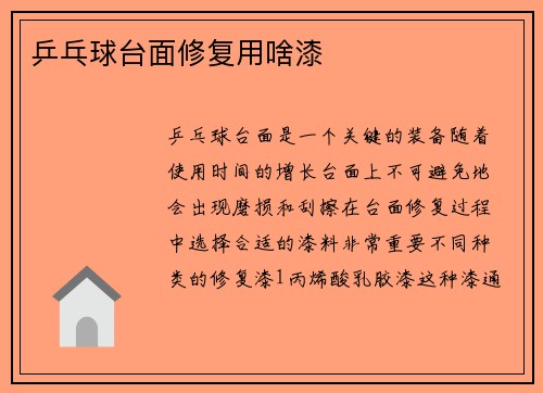 乒乓球台面修复用啥漆